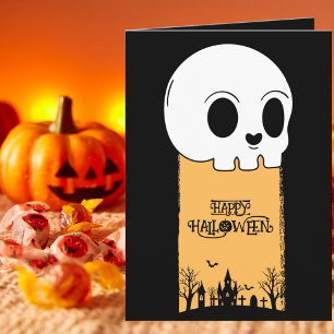 Cartão Caveira Esqueleto Cemitério Preto Gótico Halloween