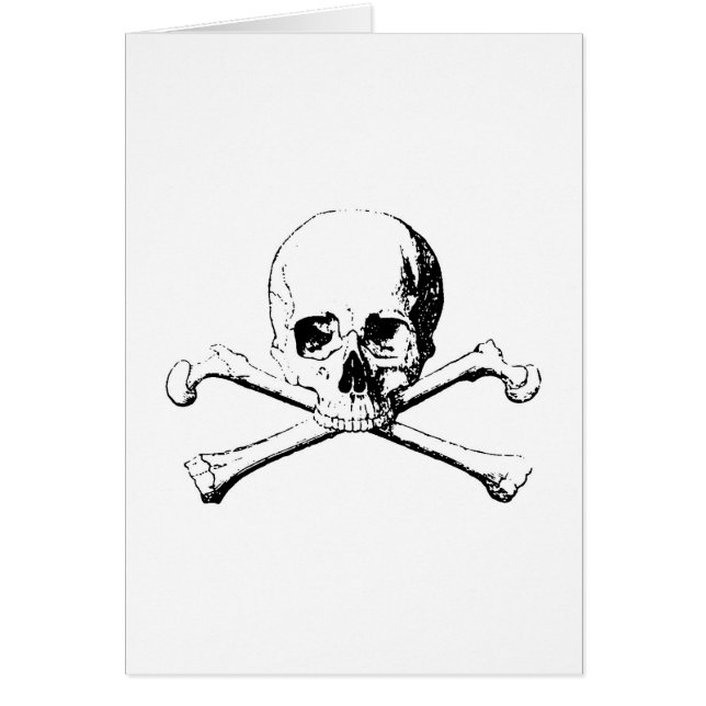 Cartão Caveira Preta e Branca e Ossos (Frente)