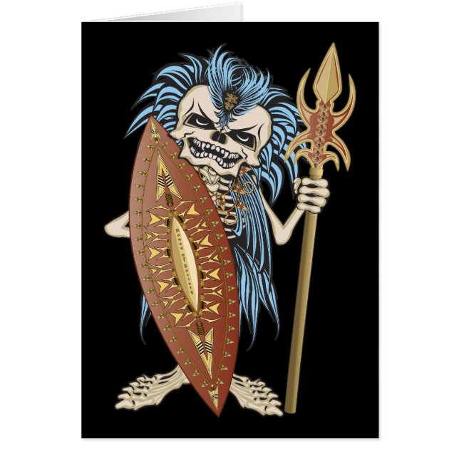 Cartão Caveira Tribal Warrior (Frente)