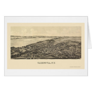 Cartão Cazenovia, mapa panorâmico de NY - 1890