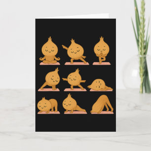 Cartão Cebola Fazendo Yoga Vegana Kawaii Zen Meditação