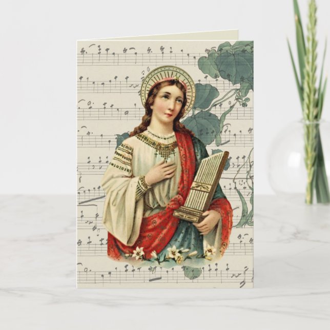 Cartão Cecilia Patroness, dos Músicos Religiosos (Frente)