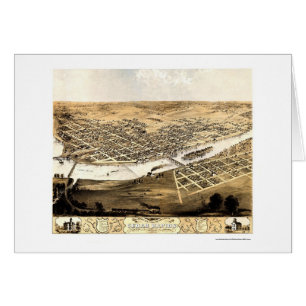 Cartão Cedar Rapids, mapa panorâmico de IA - 1868