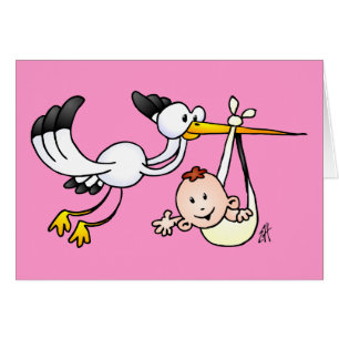 Cartão Cegonha com bebê