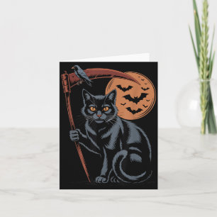 Cartão Ceifador Sinistro Fofo Morte Gato Preto Dia das Br