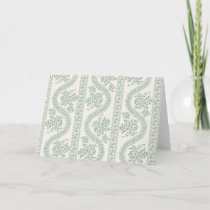 Cartão Celadon Floral Faixa de Listras em Creme