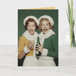Cartão Celebração Alegre de Champanhe de Inverno