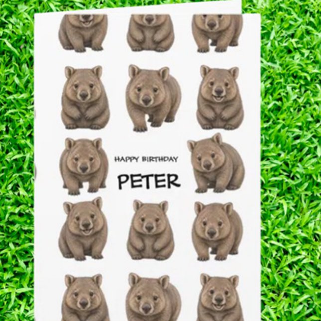 Cartão  Celebração com Tema de Wombat  (Mark your calendar, grab your friends, and come celebrate like a happy little wombat )