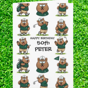 Cartão Celebração com Tema de Wombat de Golfe