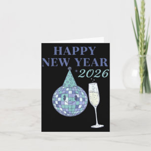 Cartão Celebração da Bola de Discoteca de Feliz Ano Novo