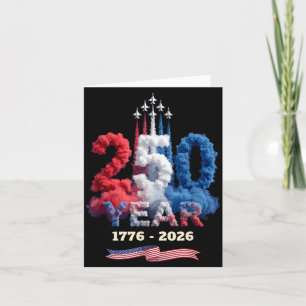 Cartão Celebração de 250 Anos 1776 2026 Orgulho Americano