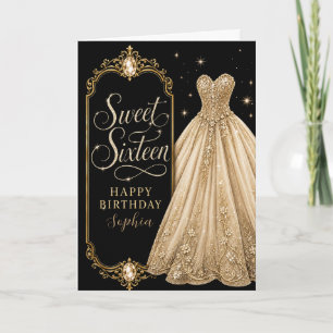 Cartão Celebração de Aniversário de 16 Anos Gold Jewel Sw