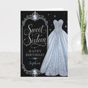 Cartão Celebração de Aniversário de 16 Anos Ice Blue Jewe