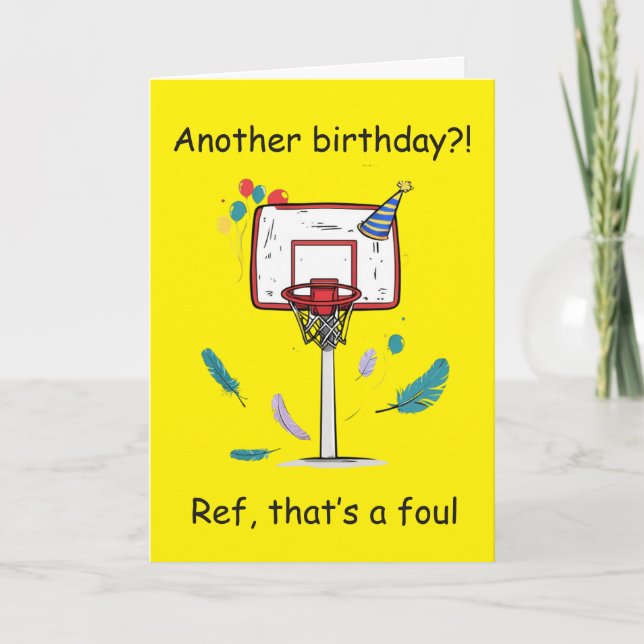 Cartão Celebração de Aniversário de Basquete com Falta Ch (Frente)
