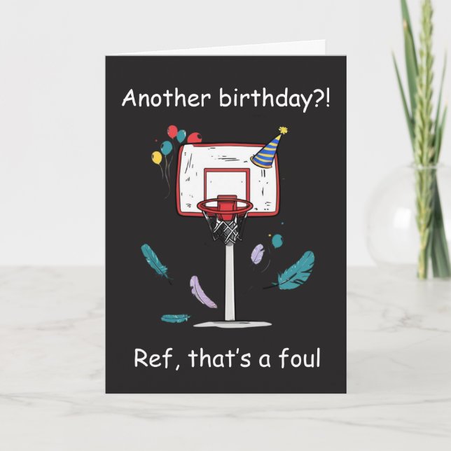 Cartão Celebração de Aniversário de Basquete com Falta Ch (Frente)