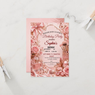 Cartão Celebração de Aniversário de Beleza Glam em Rose G