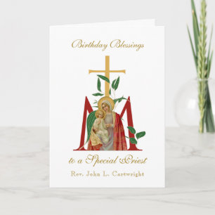 Cartão Celebração de Aniversário do Padre Virgem Maria Je
