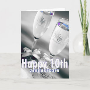 Cartão celebração de champanhe de 10º aniversário de casa