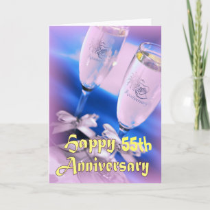Cartão celebração de champanhe de 55º aniversário de casa