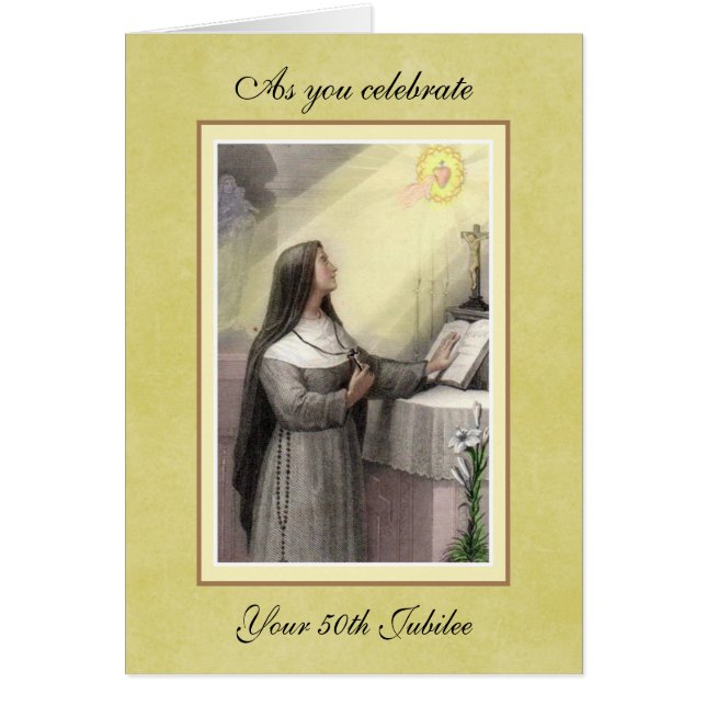 Cartão Celebração de Jubileu do 50º Aniversário das freir (Frente)
