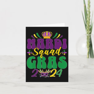 Cartão Celebração do Grupo Mardi Gras Squad 2024