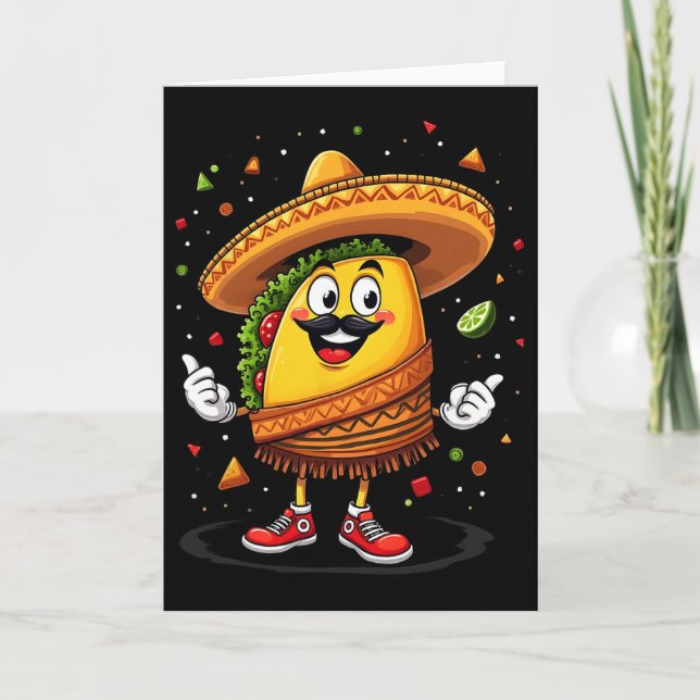 Cartão Celebração Engraçada do Taco Cinco De Mayo  (Frente)