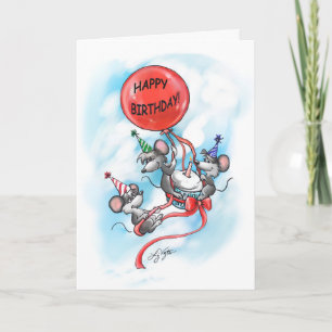 Cartão Celebração Feliz de Aniversário do Mic, Mac e Moe