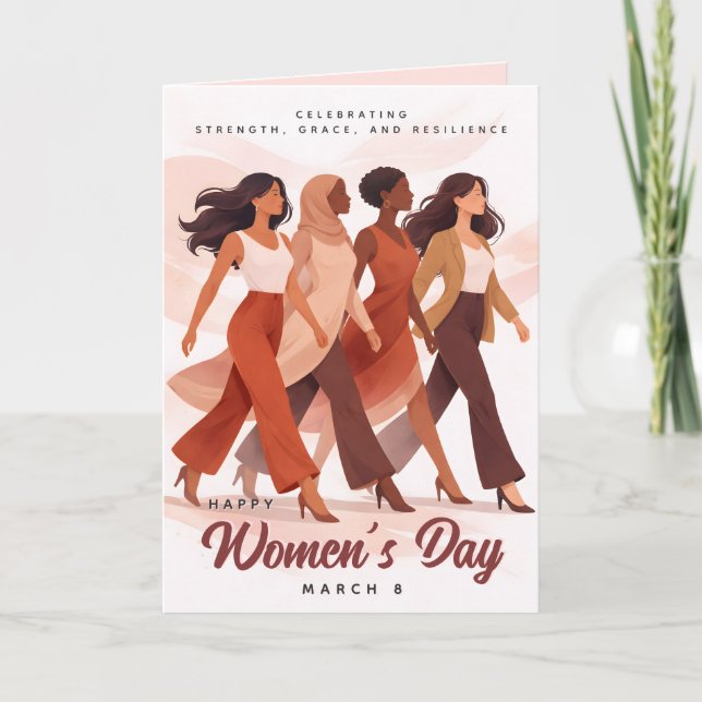 Cartão Celebração Moderna do Dia Internacional da Mulher  (Frente)