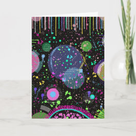 Cartão Celebrações Celestiais: Arte Abstrata Maximalista 