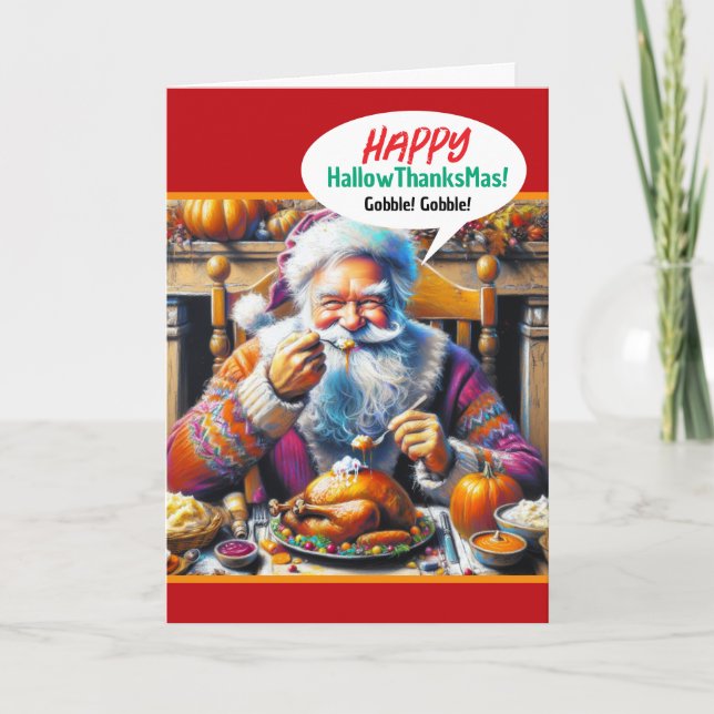 Cartão Celebrando o Halloween, o Dia de Ação de Graças e  (Frente)