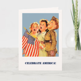 Cartão Celebrar a América, 4 de julho Vintage Art