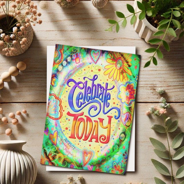 Cartão Celebre Hoje Floral Bonito Tendência Amarelo (Criador carregado)