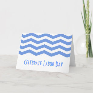 Cartão Celebre o Dia do Trabalho em azul chevron