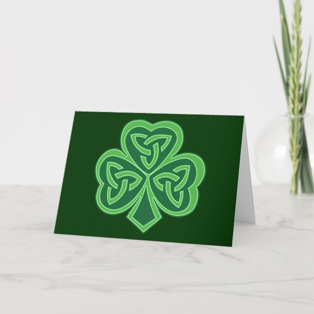 Cartão Celtic Knot Shamrock (Frente)
