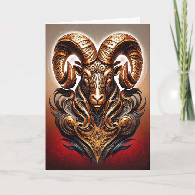 Cartão Celtic Tribal Aries Birthday Card (Frente)