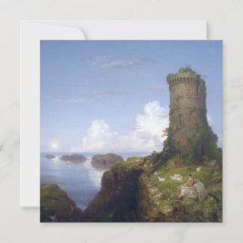 Cartão Cena Costeira Italiana com Torre Arruinada