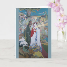 Cartão Cena da Natividade em Jardim com Fauna