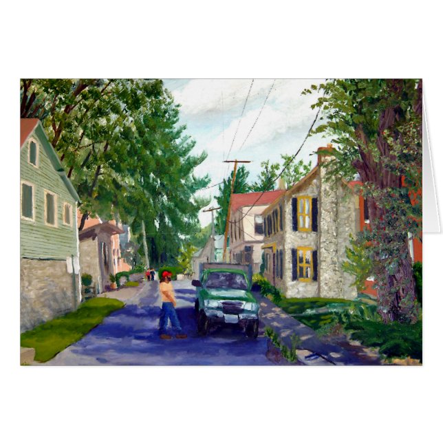 Cartão cena da rua Elsah Illinois (Frente Horizontal)