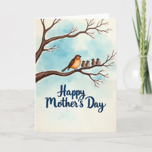 Cartão Cena de Amor das Mães em Aquarela