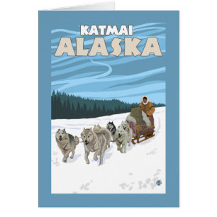 Cartão Cena de Dormência de Cachorro - Katmai, Alasca