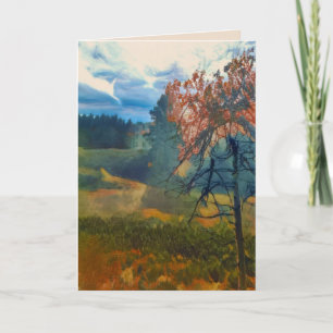 Cartão Cena de filtro de pintura de árvores caindo na pai