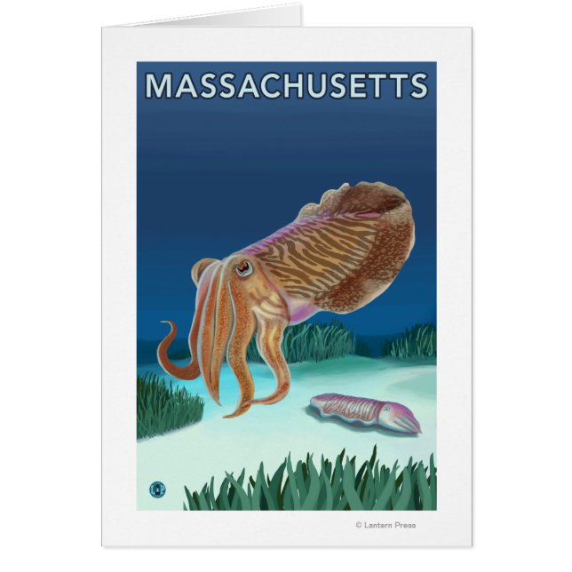 Cartão Cena de Massachusetts Cuttlefish (Frente)