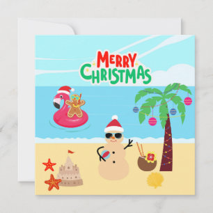 Cartão Cena de Natal de Praia
