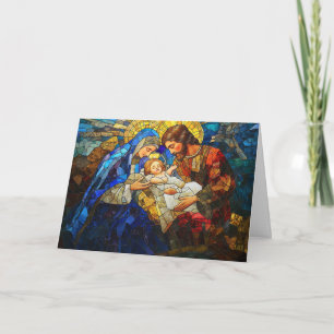 Cartão Cena de Natal em Vitral
