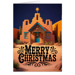 Cartão Cena de Natal no Sudoeste Deserto Noturno