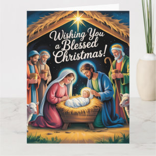Cartão Cena de Natal Saudação de Natal
