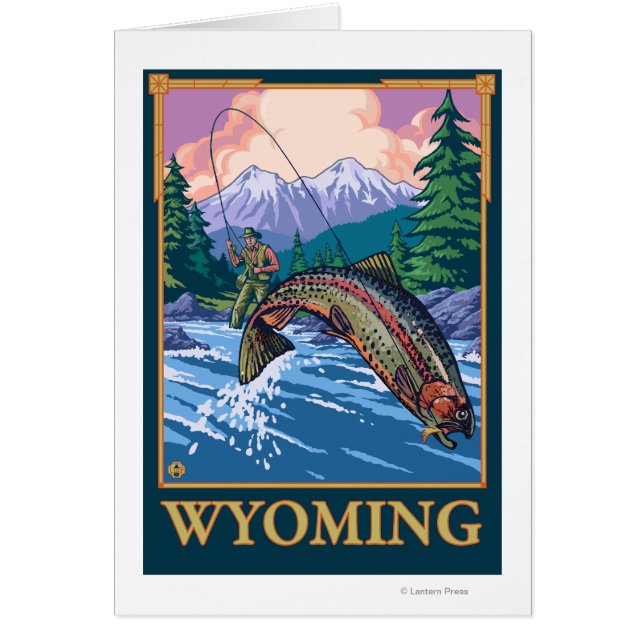 Cartão Cena de Pesca de Voo - Wyoming (Frente)