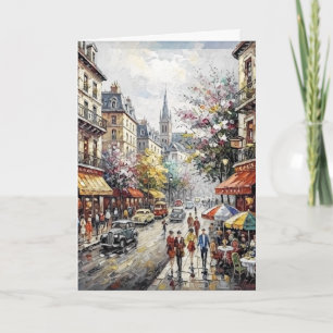 Cartão Cena de Rua de Café Vibrante da Vida Urbana Europe