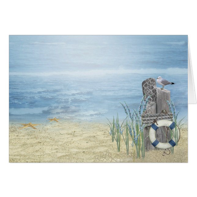 Cartão Cena de Summer Beach (Frente Horizontal)