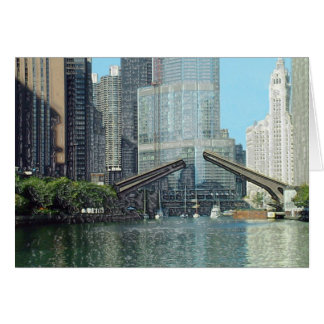 Cartão Cena do barco da movimentação de Chicago River